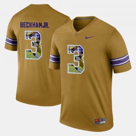 #3 Odell Beckham Jr Player Pictorial Louisiana State Tigers Men's Gold Jersey 753362-417 #3 Odell Beckham Jr Player Pictorial Louisiana State Tigers Men's Gold Jersey 753362-417