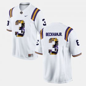 #3 Odell Beckham Jr Player Pictorial LSU Men's White Jersey 121707-199 #3 Odell Beckham Jr Player Pictorial LSU Men's White Jersey 121707-199
