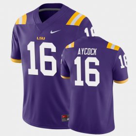 #16 AJ Aycock Game LSU College Football Men's Purple Jersey 387446-461 #16 AJ Aycock Game LSU College Football Men's Purple Jersey 387446-461