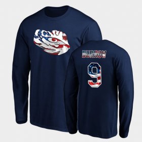 #9 Joe Burrow Banner Wave Louisiana State Tigers Long Sleeve Mens Navy T-Shirt 425556-652 #9 Joe Burrow Banner Wave Louisiana State Tigers Long Sleeve Mens Navy T-Shirt 425556-652