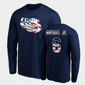 #6 Terrace Marshall Jr. Banner Wave Tigers Long Sleeve Men's Navy T-Shirt 268606-697 #6 Terrace Marshall Jr. Banner Wave Tigers Long Sleeve Men's Navy T-Shirt 268606-697